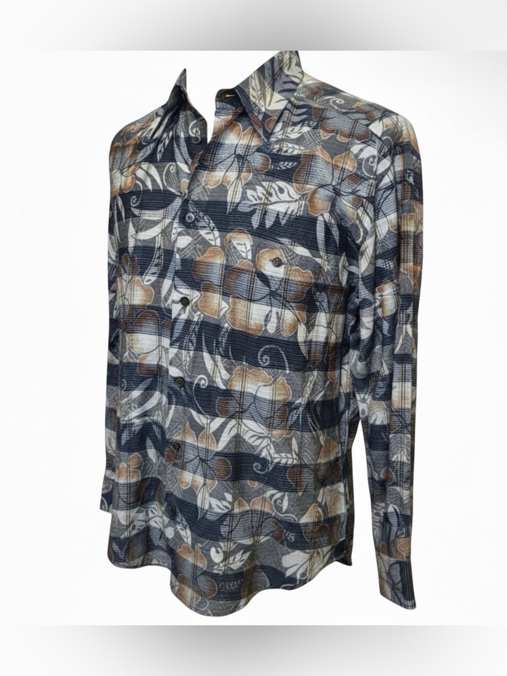 Zanella Men’s Button Down Shirt | Blue | Abstract Luxury | Large | Made in Italy - Picture 5 of 16